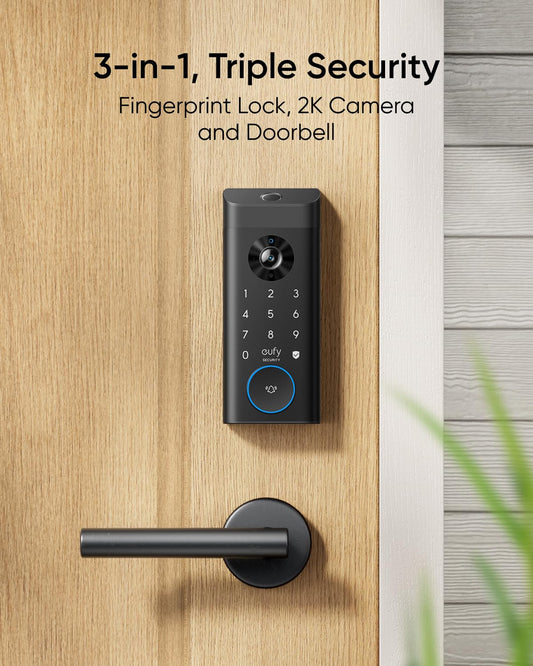 eufy Security Video Smart Lock E330, fotocamera 3 in 1, campanello, serratura WiFi con impronte, app, 2K HD, nessun canone