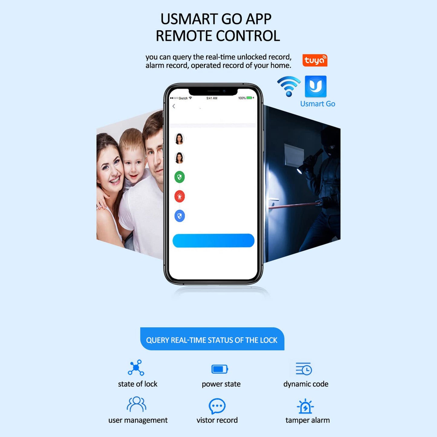 Irfora Serratura per porta con impronte digitali, riconoscimento facciale, APP, 6 metodi di sblocco, blocco automatico