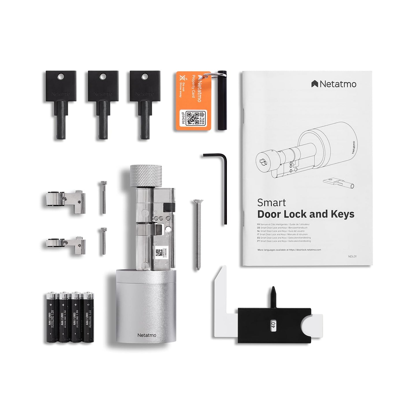 Netatmo Doorlock Serratura e Chiavi Intelligenti Netatmo, accesso via smartphone o chiave NFC, condivisione accessi, Bluetooth BLE, NDL-EC