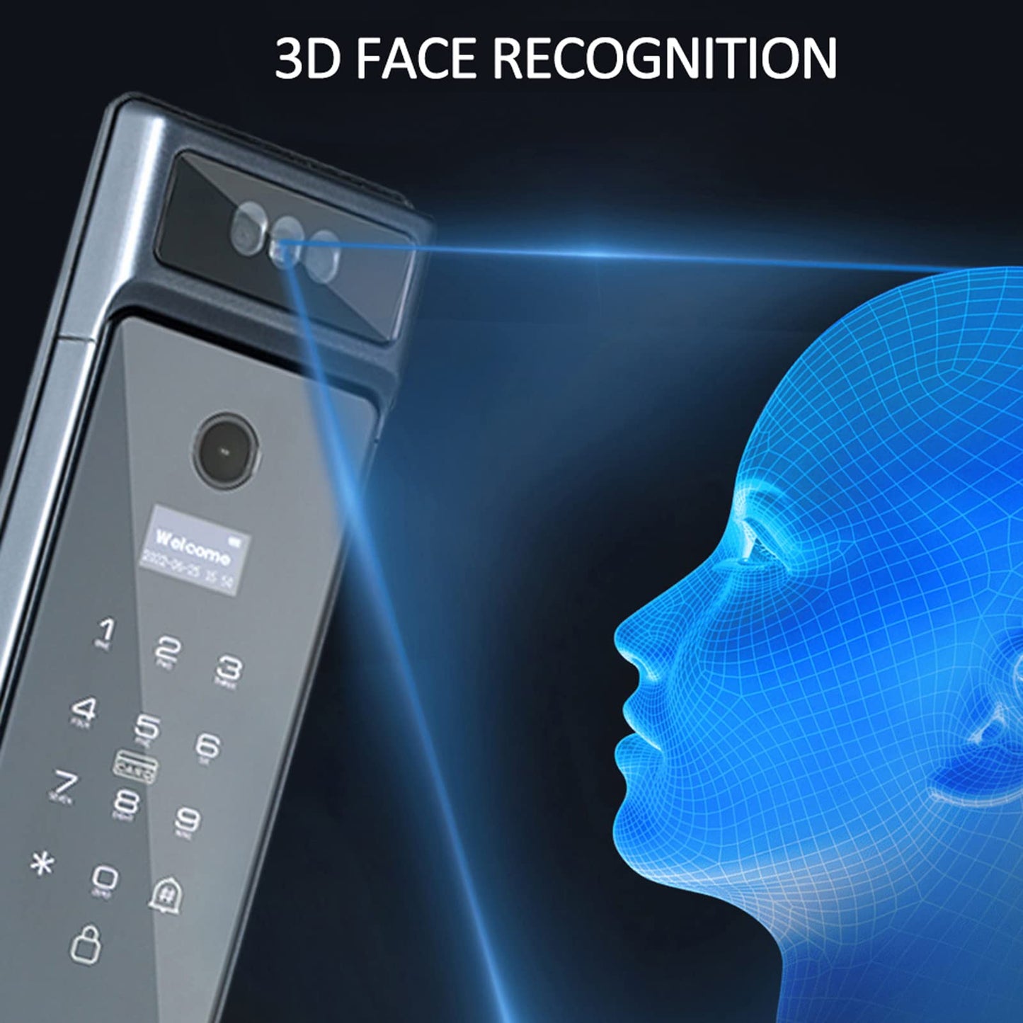 Irfora Serratura per porta con impronte digitali, riconoscimento facciale, APP, 6 metodi di sblocco, blocco automatico