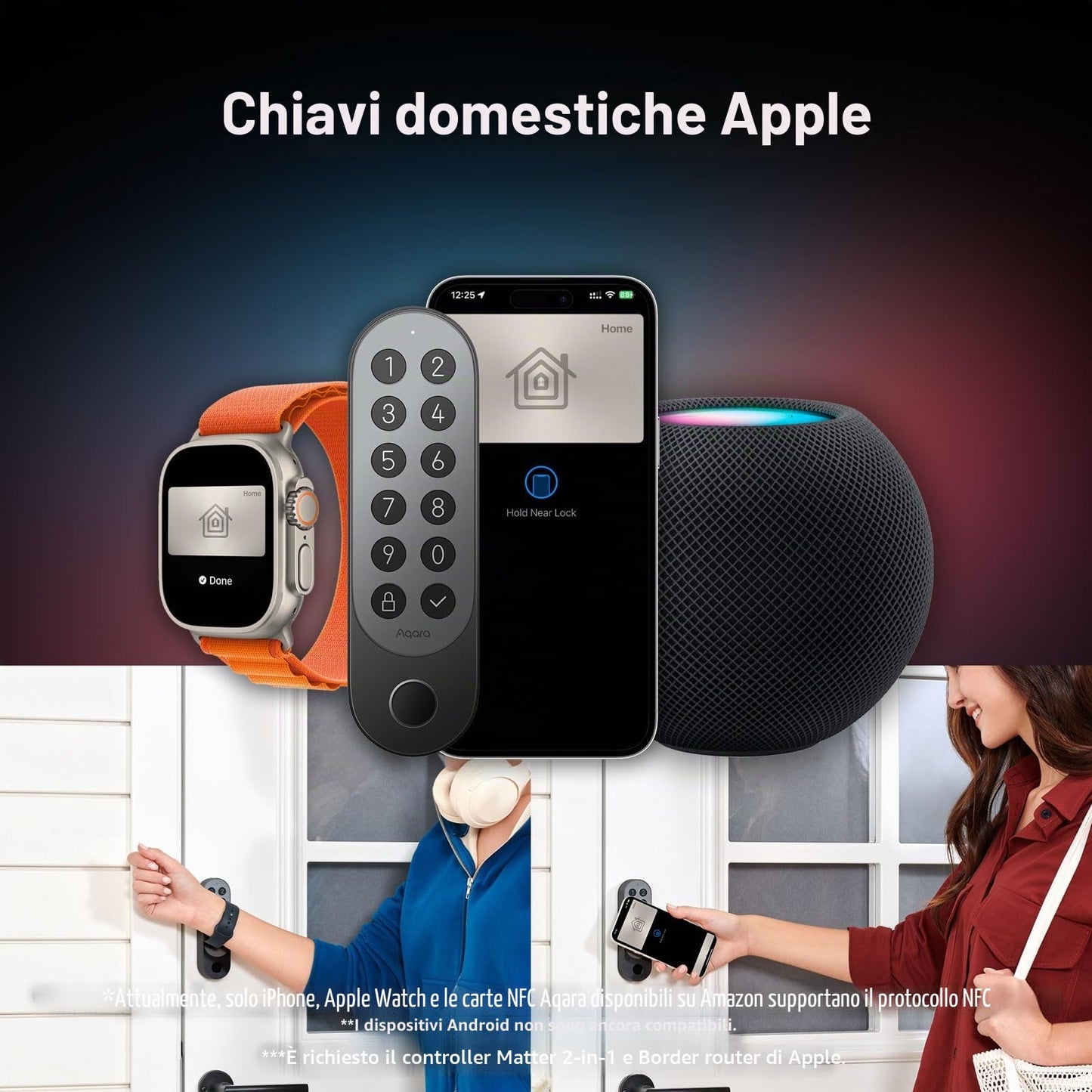 Aqara Serratura Smart U200 con tastiera fingerprint, Matter over Thread, Apple Home Key, HomeKit, Google, Alexa, SmartThings