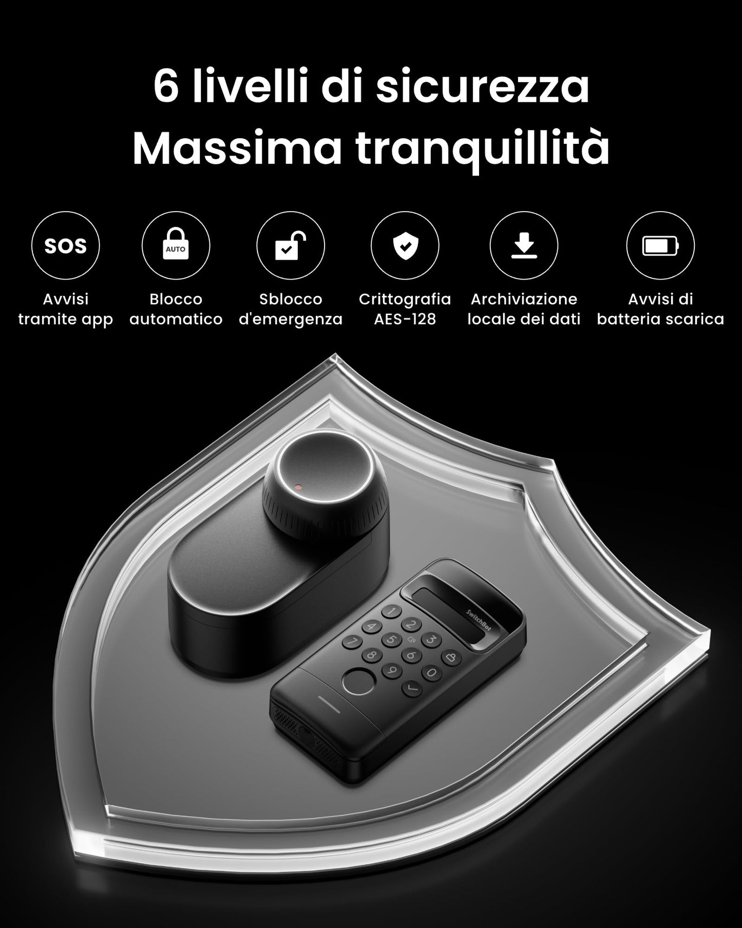 SwitchBot WiFi Smart Lock Ultra con tastierino, riconoscimento facciale 3D, impronte, Matter, Alexa, Google