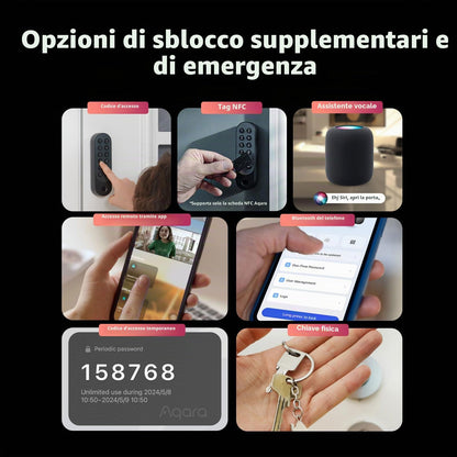 Aqara Serratura Smart U200 con tastiera fingerprint, Matter over Thread, Apple Home Key, HomeKit, Google, Alexa, SmartThings