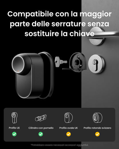 SwitchBot WiFi Smart Lock Ultra con Tastierino Touchscreen, impronte digitali, batteria ricaricabile, Matter, Alexa, Google