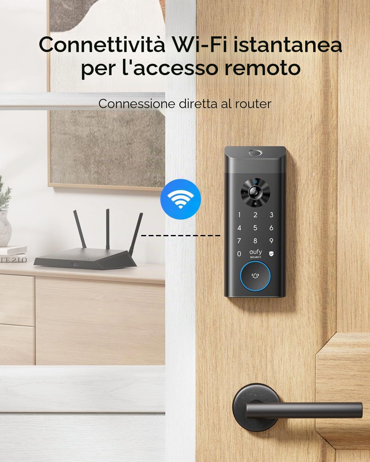 eufy Security Video Smart Lock E330, fotocamera 3 in 1, campanello, serratura WiFi con impronte, app, 2K HD, nessun canone