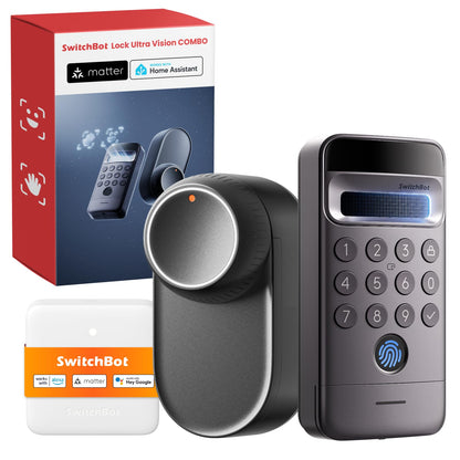 SwitchBot WiFi Smart Lock Ultra Vision Pro, riconoscimento 3D volto e vene palmari, Matter, Alexa, Google, IFTTT