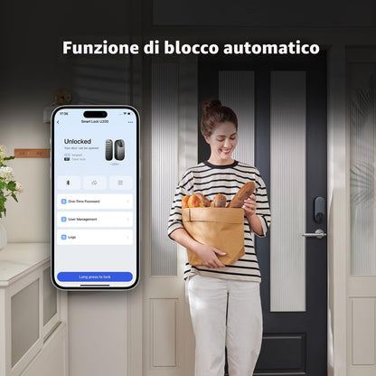 Aqara Serratura Smart U200 con tastiera fingerprint, Matter over Thread, Apple Home Key, HomeKit, Google, Alexa, SmartThings