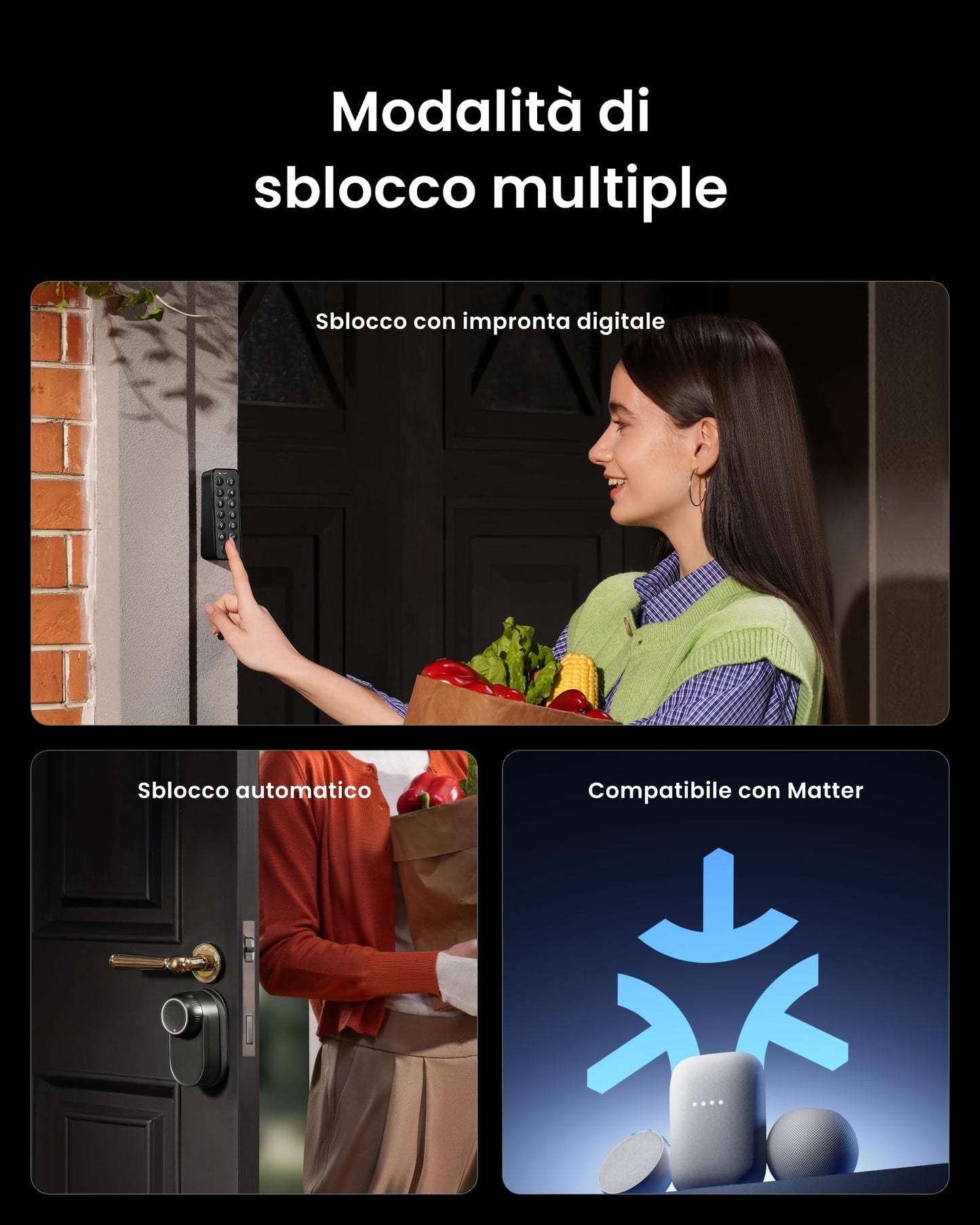 SwitchBot WiFi Smart Lock Ultra con Tastierino Touchscreen, impronte digitali, batteria ricaricabile, Matter, Alexa, Google