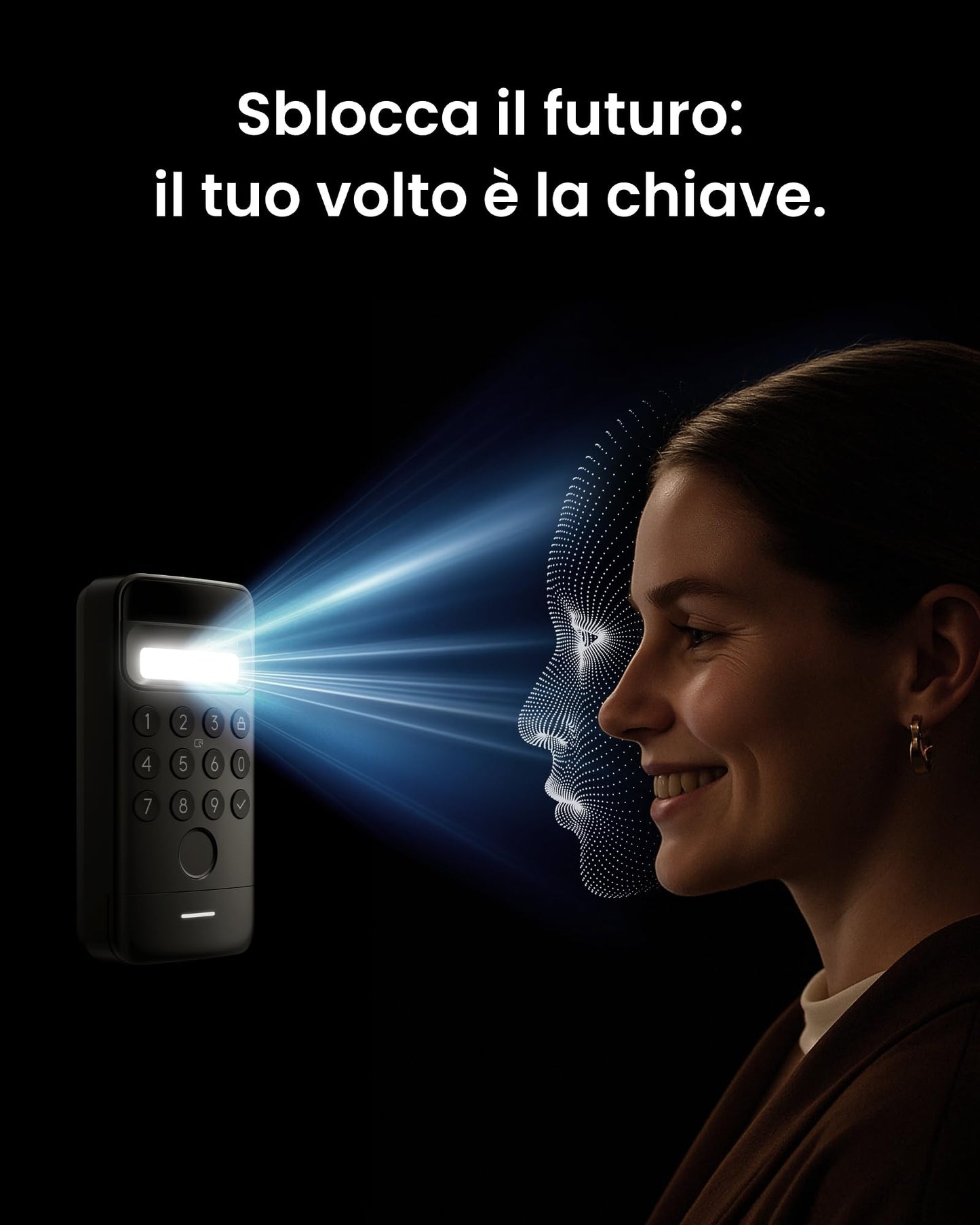 SwitchBot WiFi Smart Lock Ultra con tastierino, riconoscimento facciale 3D, impronte, Matter, Alexa, Google